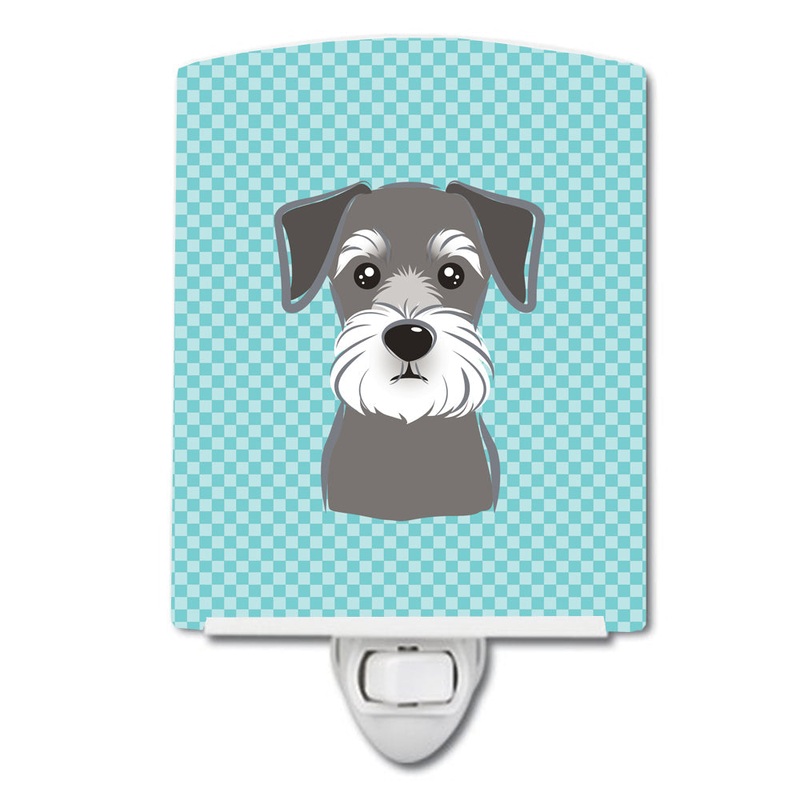 Checkerboard Blue Schnauzer Ceramic Night Light BB1144CNL