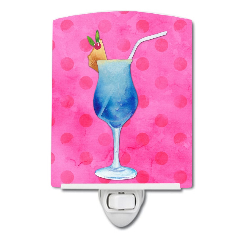 Summer Cocktail Pink Polkadot Ceramic Night Light BB8234CNL