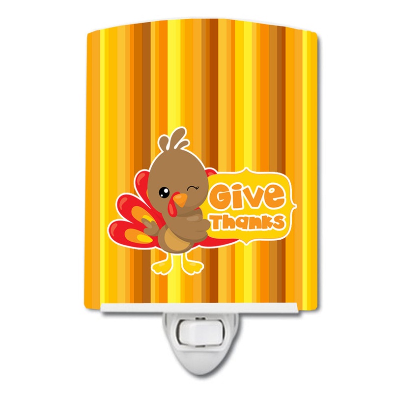 Thanksgiving Turkey Give Thanks Ceramic Night Light BB7115CNL