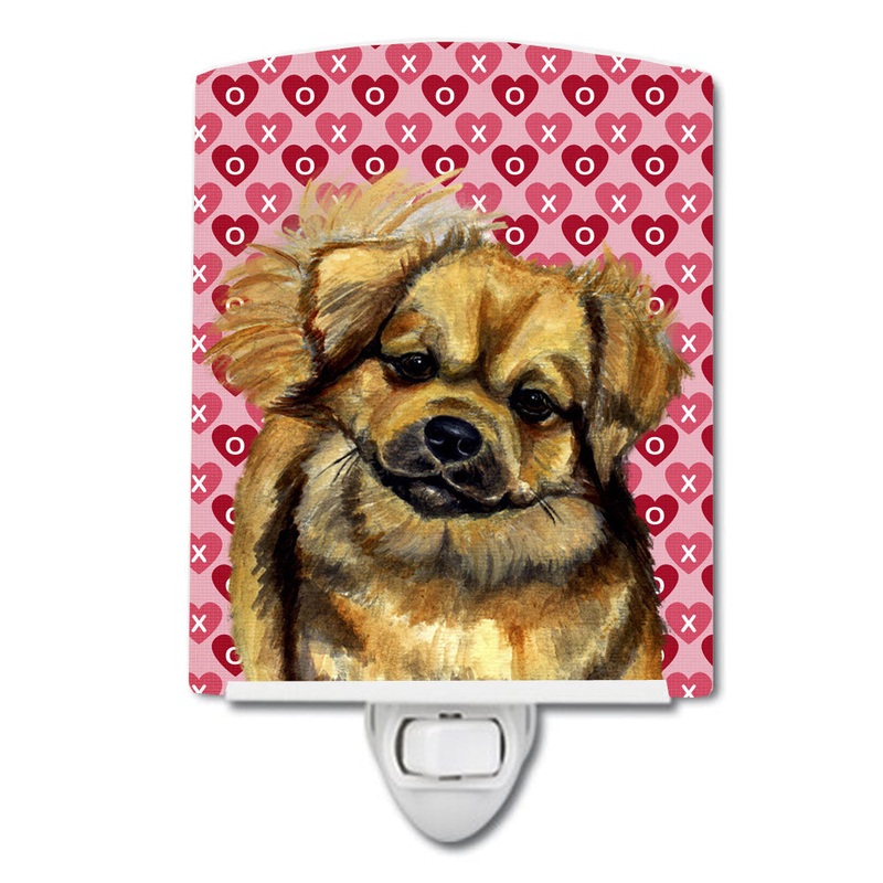 Tibetan Spaniel Hearts Love Valentine's Day Ceramic Night Light LH9169CNL