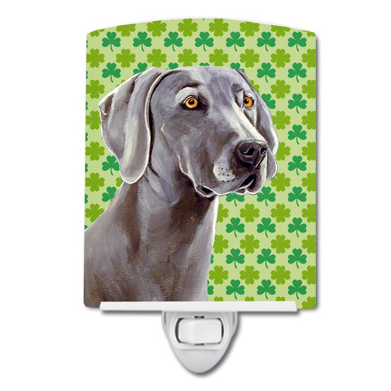 Weimaraner St. Patrick's Day Shamrock Portrait Ceramic Night Light LH9206CNL