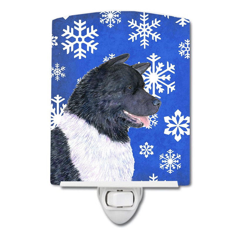 Akita Winter Snowflakes Holiday Ceramic Night Light SS4659CNL