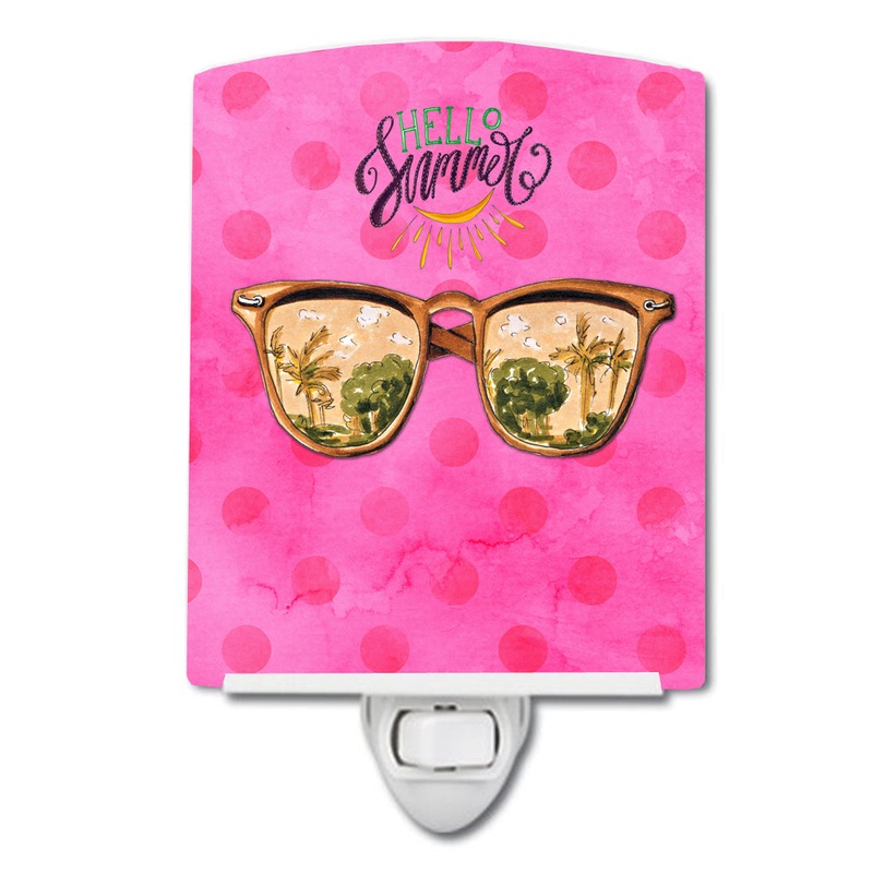 Beach Sunglasses Pink Polkadot Ceramic Night Light BB8209CNL