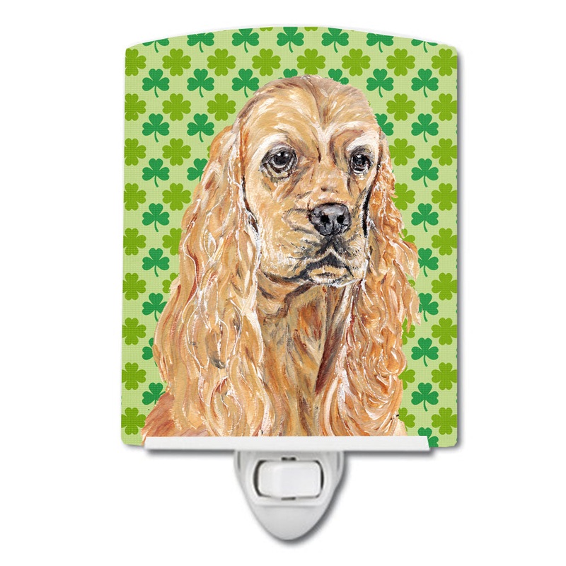 Buff Cocker Spaniel Lucky Shamrock St. Patrick's Day Ceramic Night Light SC9570CNL