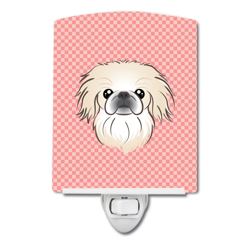 Checkerboard Pink Pekingese Ceramic Night Light BB1221CNL