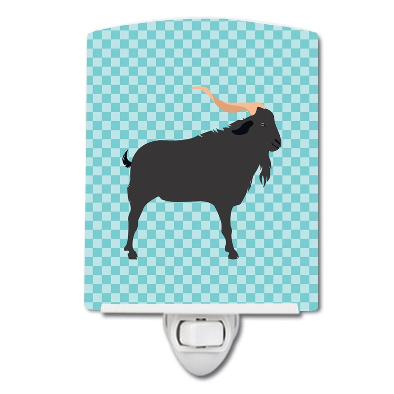 Verata Goat Blue Check Ceramic Night Light BB8056CNL