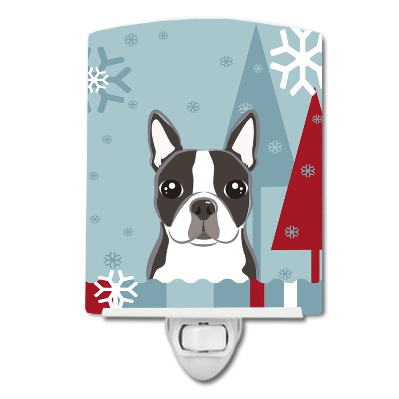 Winter Holiday Boston Terrier Ceramic Night Light BB1699CNL
