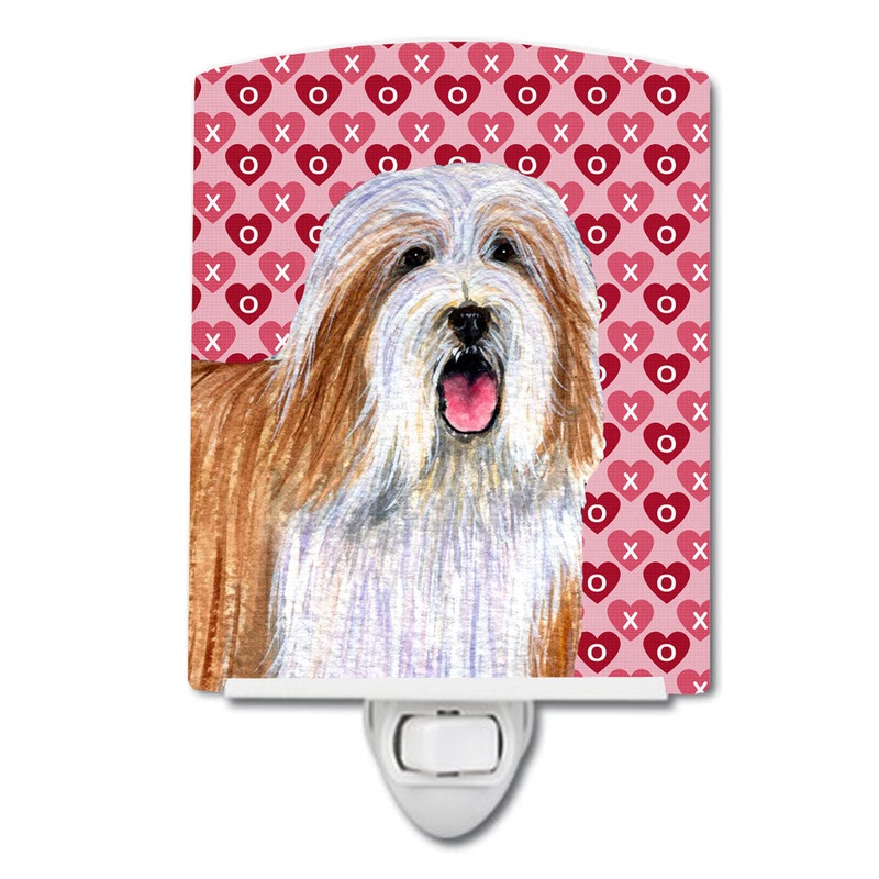 Bearded Collie Hearts Love and Valentine's Day Portrait Ceramic Night Light LH9150CNL