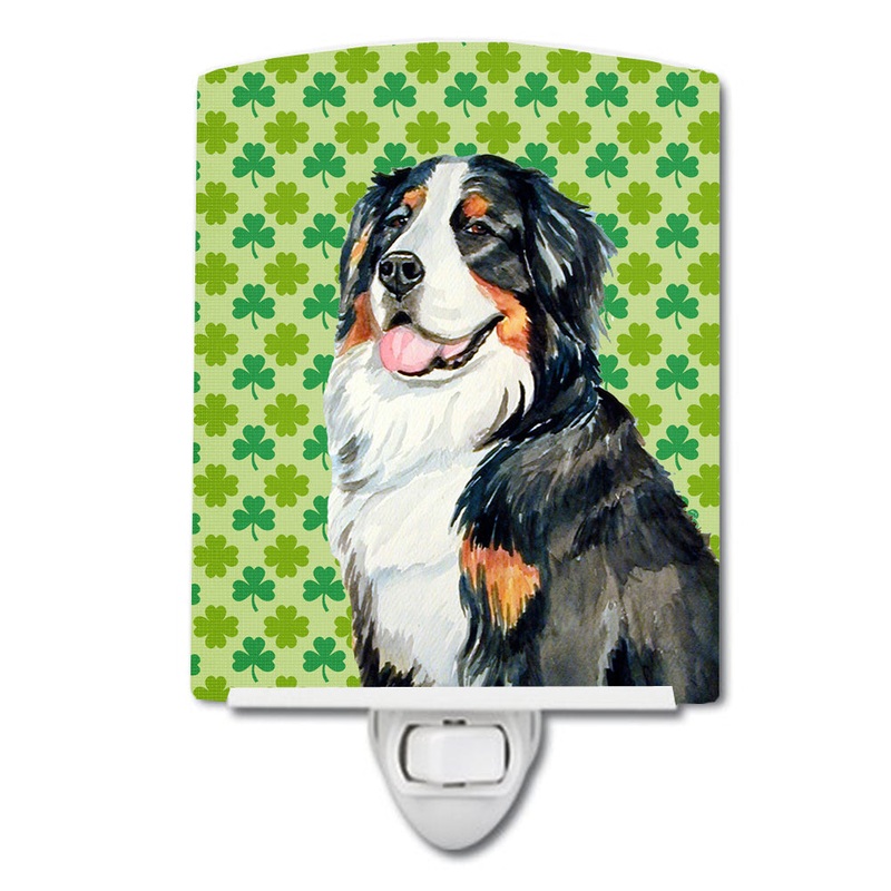 Bernese Mountain Dog St. Patrick's Day Shamrock Portrait Ceramic Night Light LH9199CNL