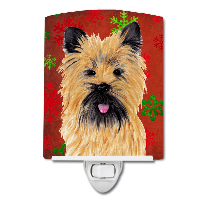 Cairn Terrier Red and Green Snowflakes Holiday Christmas Ceramic Night Light SC9415CNL