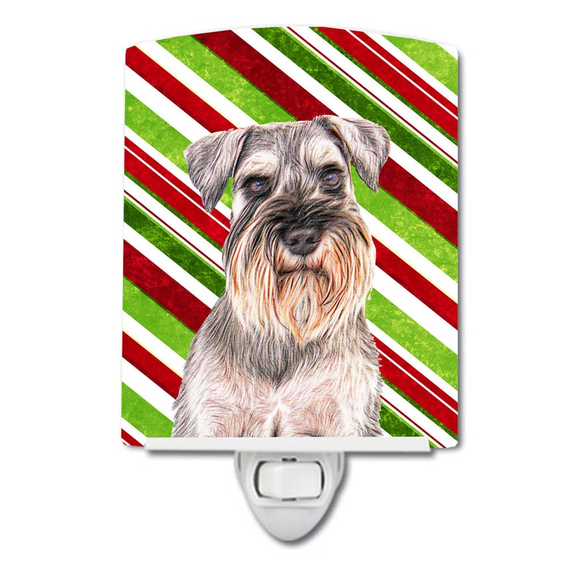 Candy Cane Holiday Christmas Schnauzer Ceramic Night Light KJ1172CNL