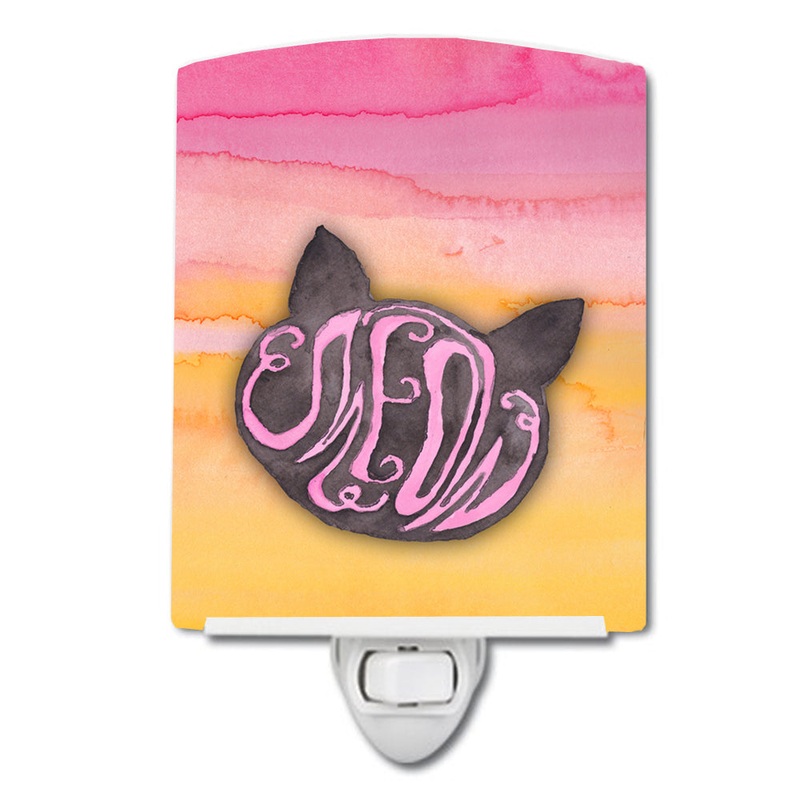 Cat Face Meow Watercolor Ceramic Night Light BB7358CNL