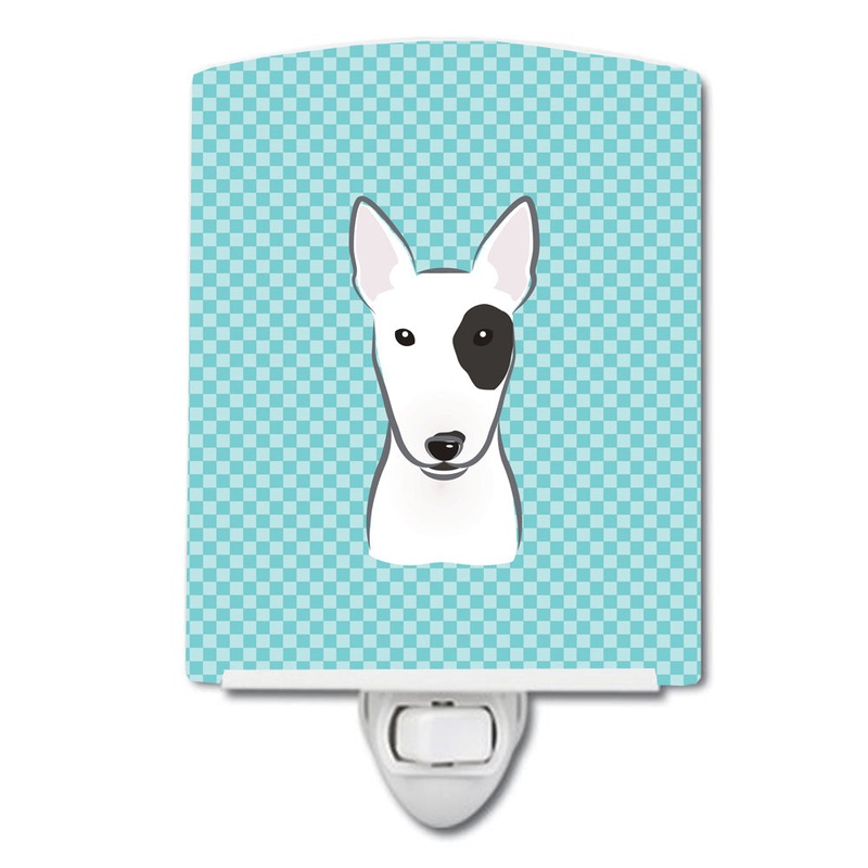 Checkerboard Blue Bull Terrier Ceramic Night Light BB1147CNL