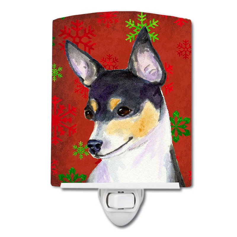 Chihuahua Red and Green Snowflakes Holiday Christmas Ceramic Night Light SS4725CNL