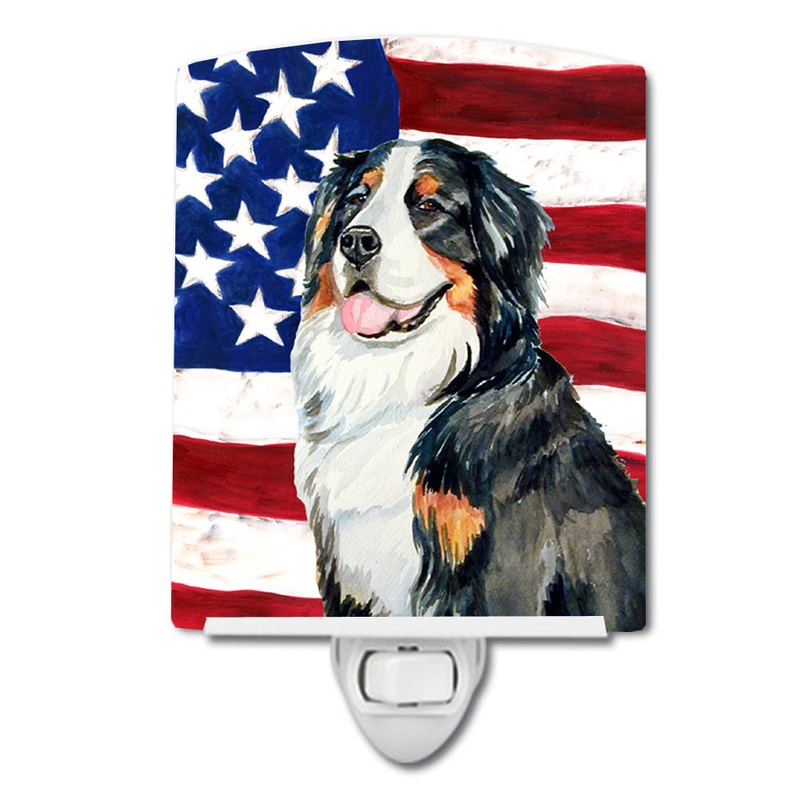 USA American Flag with Bernese Mountain Dog Ceramic Night Light LH9003CNL