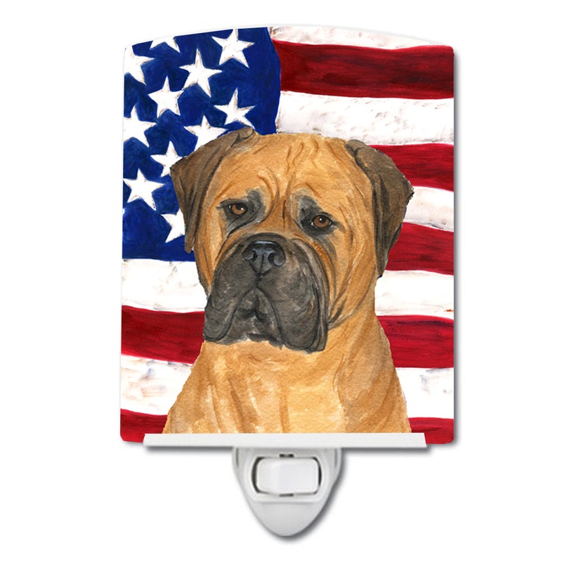 USA American Flag with Bullmastiff Ceramic Night Light SS4001CNL