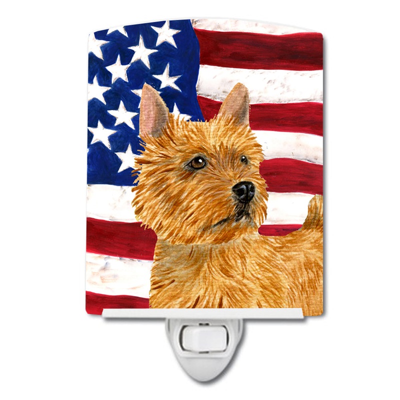 USA American Flag with Norwich Terrier Ceramic Night Light SS4026CNL