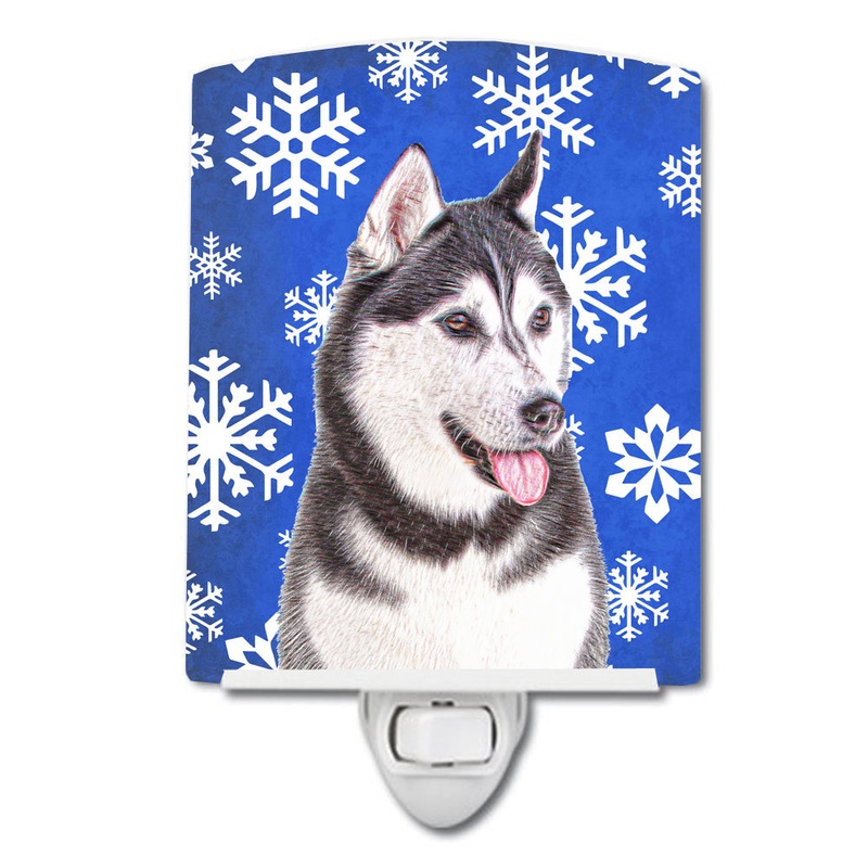 Winter Snowflakes Holiday Alaskan Malamute Ceramic Night Light KJ1175CNL