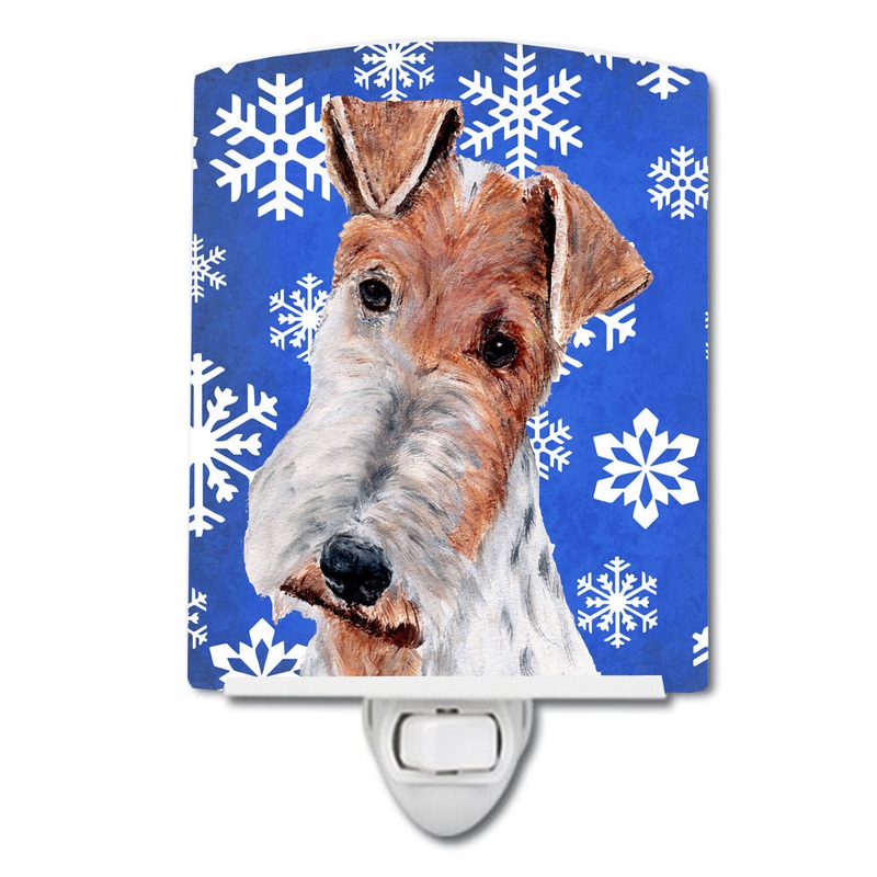 Wire Fox Terrier Winter Snowflakes Ceramic Night Light SC9772CNL