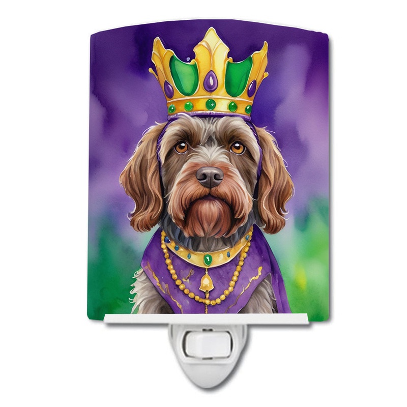 Wirehaired Pointing Griffon King of Mardi Gras Ceramic Night Light