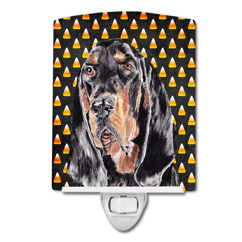 Black and Tan Coonhound  Candy Corn Halloween Ceramic Night Light SC9525CNL