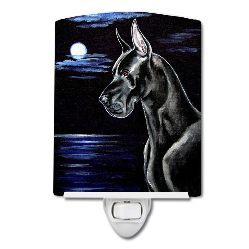 Black Great Dane in the Moonlight Ceramic Night Light 7060CNL
