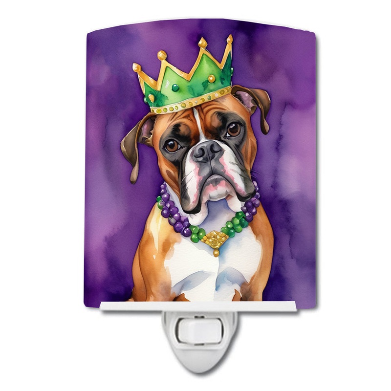 Boxer King of Mardi Gras Ceramic Night Light