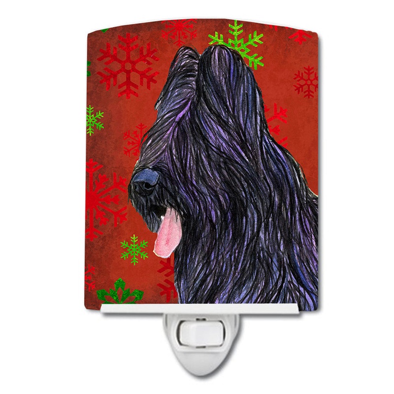 Briard Red and Green Snowflakes Holiday Christmas Ceramic Night Light SS4696CNL