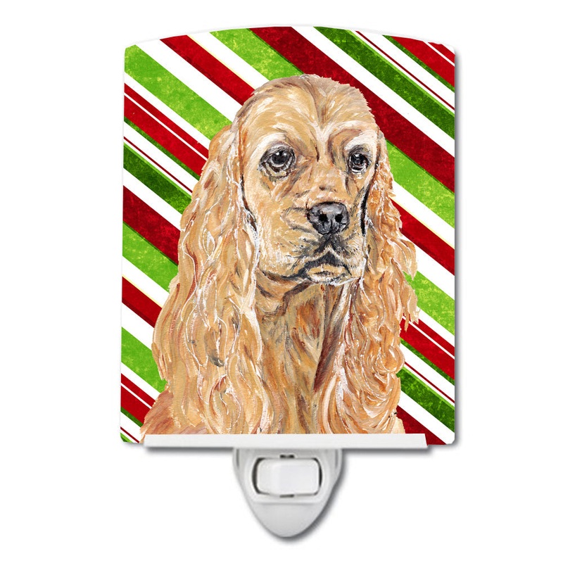 Buff Cocker Spaniel Candy Cane Christmas Ceramic Night Light SC9612CNL