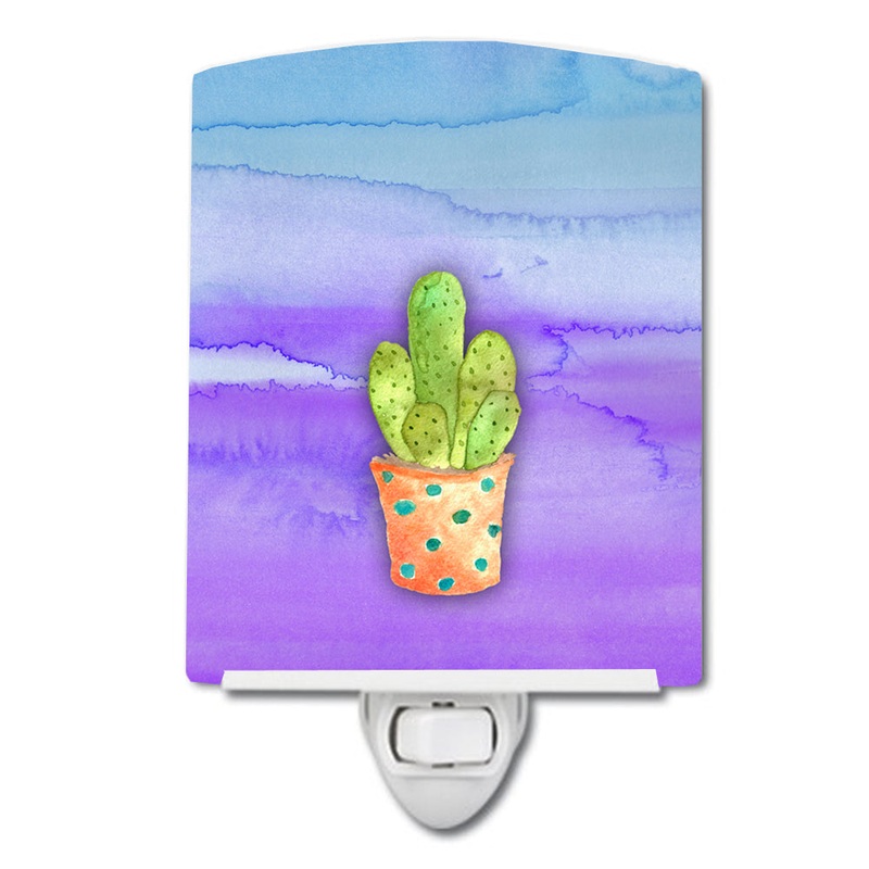 Cactus Blue and Purple Watercolor Ceramic Night Light BB7363CNL
