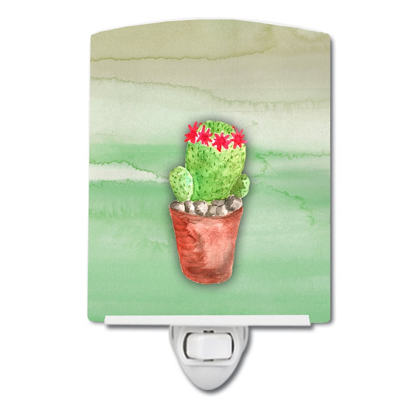 Cactus Green Watercolor Ceramic Night Light BB7364CNL