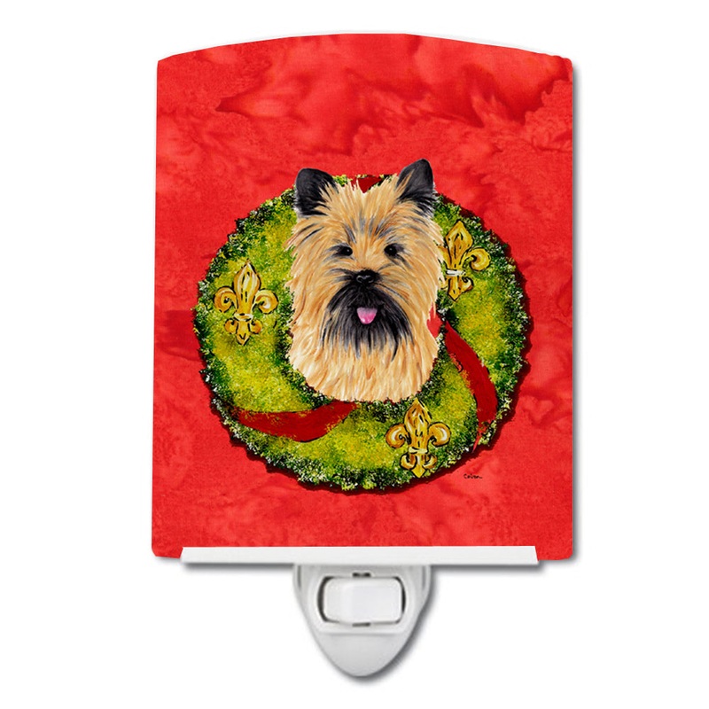 Cairn Terrier Christmas Wreath Ceramic Night Light SC9081CNL