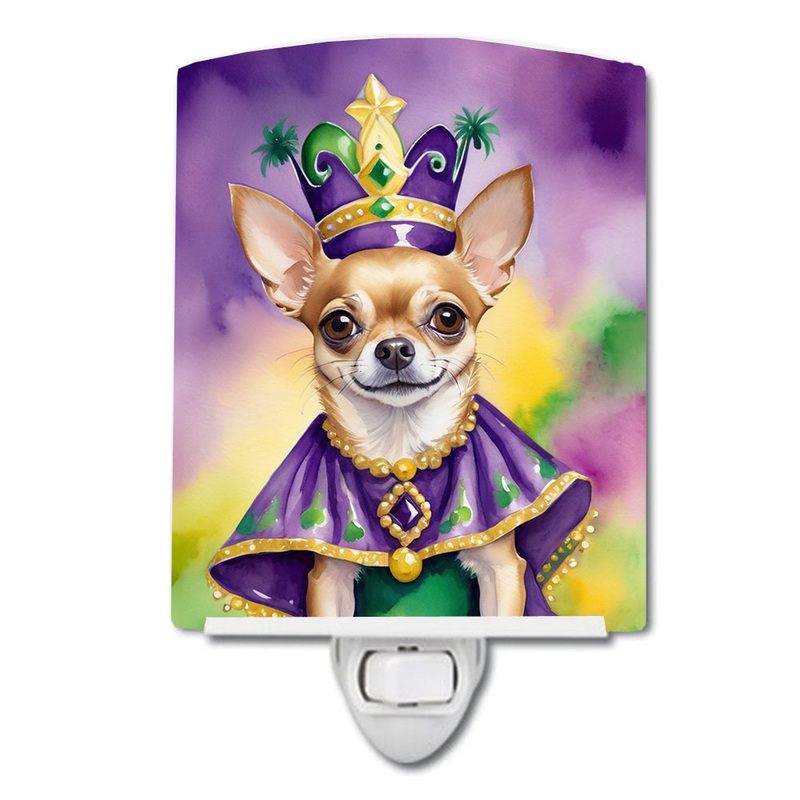 Chihuahua King of Mardi Gras Ceramic Night Light