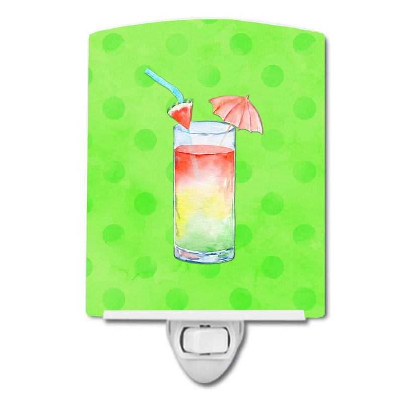 Umberella Cocktail Green Polkadot Ceramic Night Light BB8210CNL