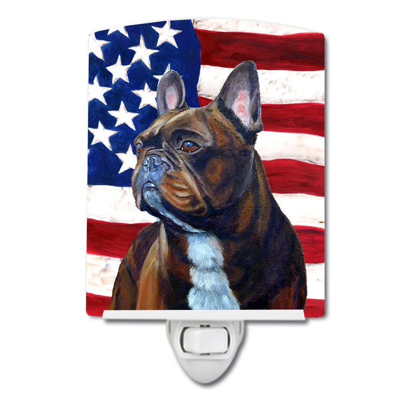 USA American Flag with French Bulldog Ceramic Night Light LH9010CNL