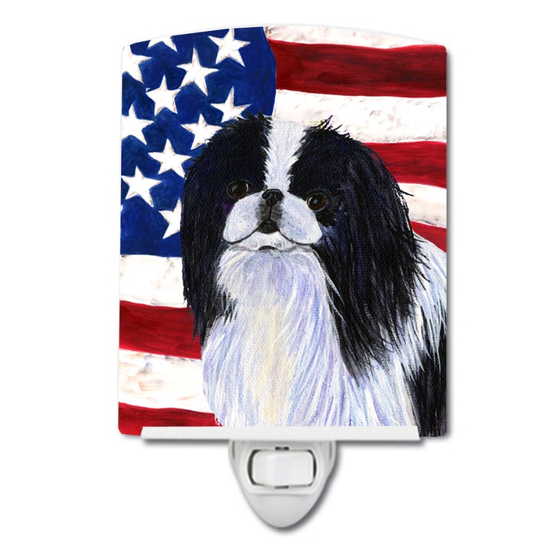 USA American Flag with Japanese Chin Ceramic Night Light SS4223CNL
