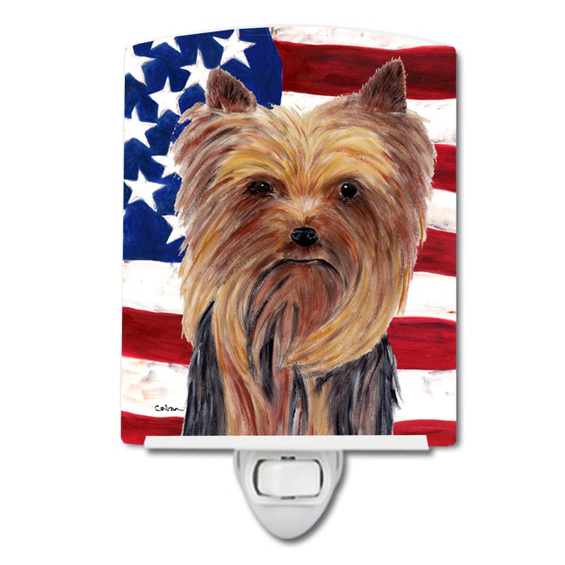 USA American Flag with Yorkie Ceramic Night Light SC9013CNL