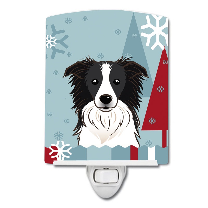 Winter Holiday Border Collie Ceramic Night Light BB1737CNL