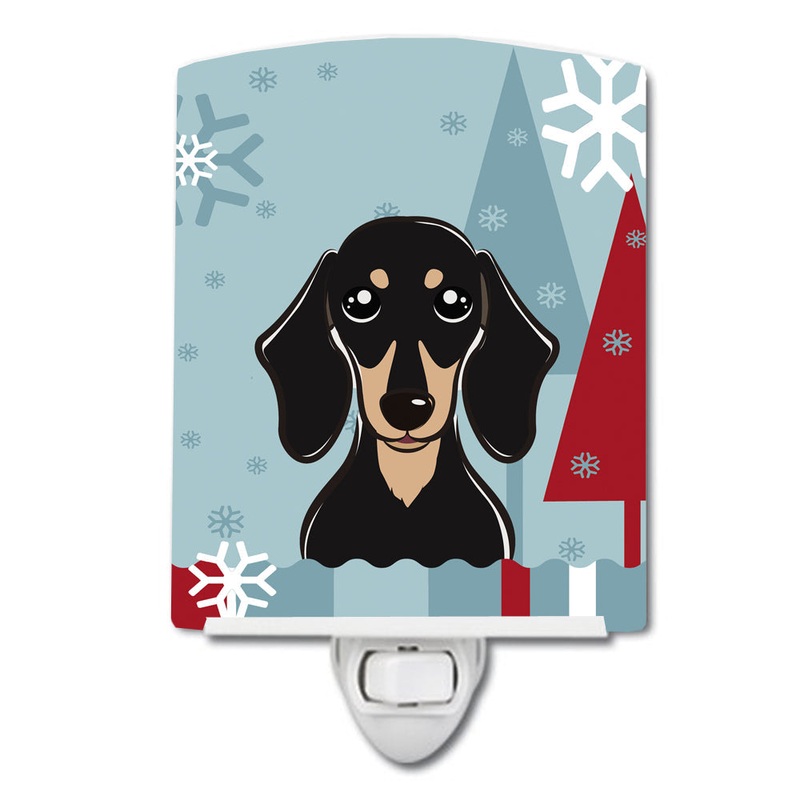 Winter Holiday Smooth Black and Tan Dachshund Ceramic Night Light BB1711CNL