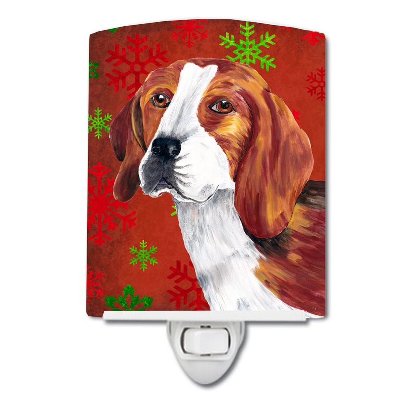 Beagle Red and Green Snowflakes Holiday Christmas Ceramic Night Light SC9409CNL