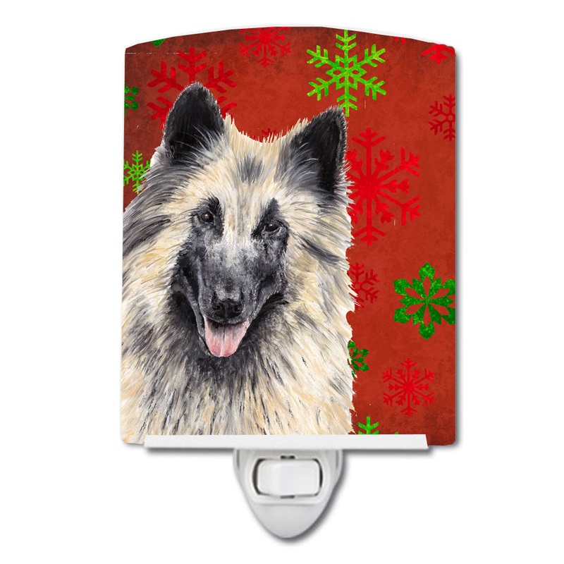 Belgian Tervuren Red and Green Snowflakes Holiday Christmas Ceramic Night Light SC9432CNL