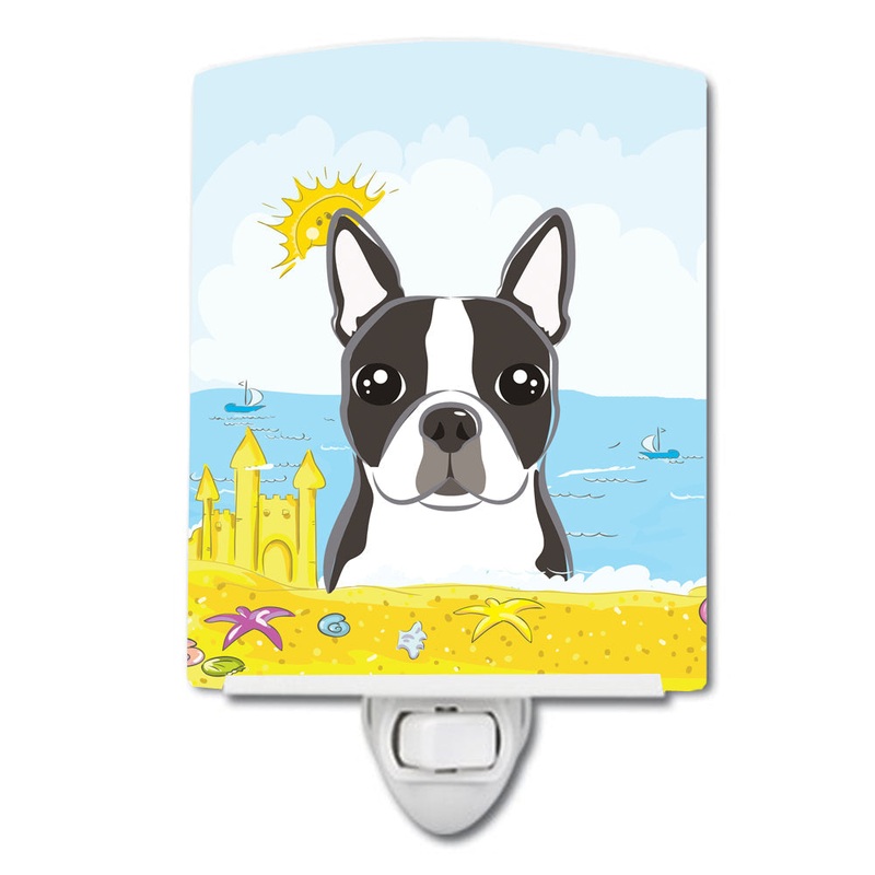 Boston Terrier Summer Beach Ceramic Night Light BB2071CNL