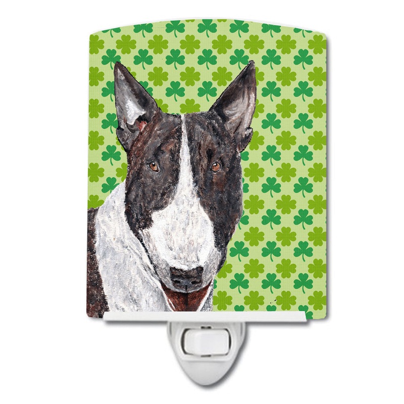 Bull Terrier Lucky Shamrock St. Patrick's Day Ceramic Night Light SC9575CNL