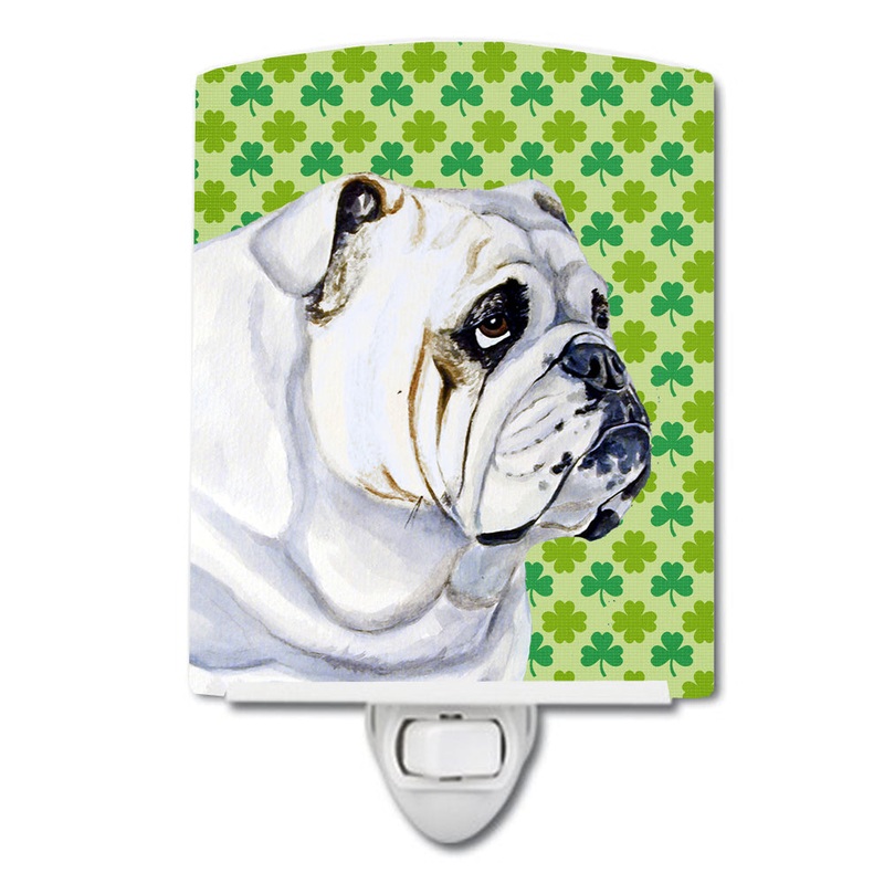 Bulldog English St. Patrick's Day Shamrock Portrait Ceramic Night Light LH9184CNL