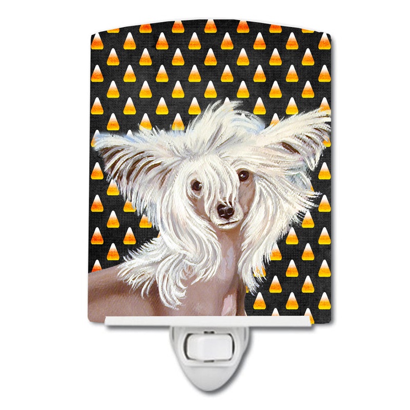 Chinese Crested Candy Corn Halloween Portrait Ceramic Night Light LH9042CNL