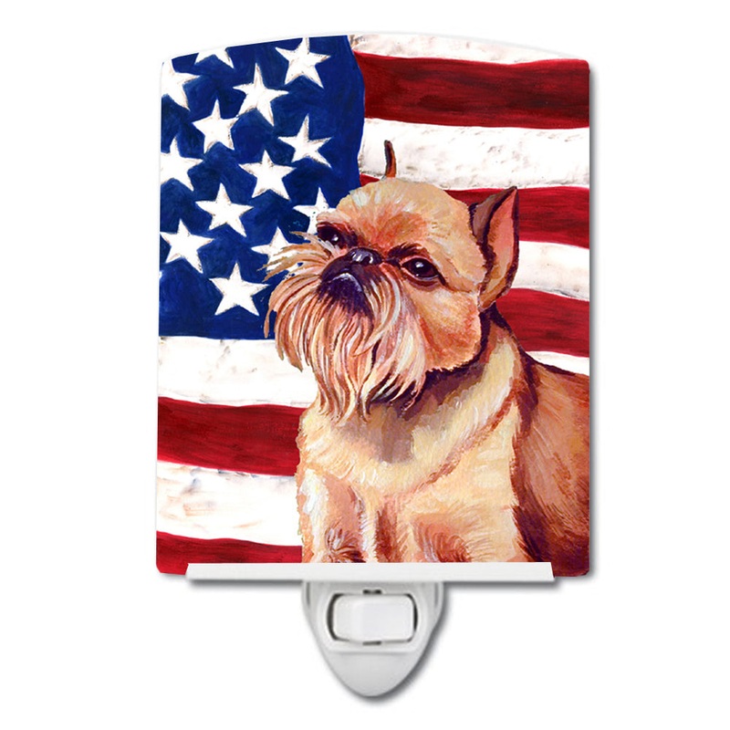 USA American Flag with Brussels Griffon Ceramic Night Light LH9023CNL