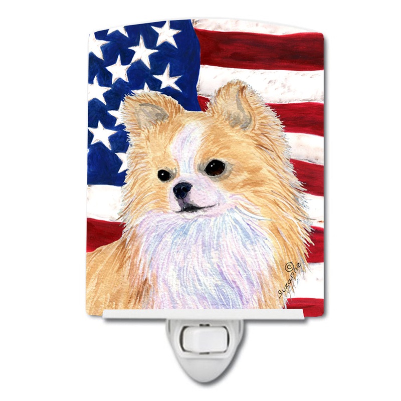 USA American Flag with Chihuahua Ceramic Night Light SS4229CNL