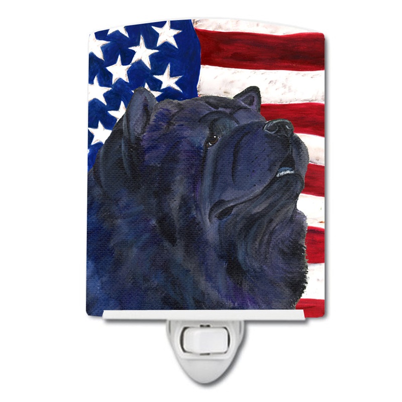 USA American Flag with Chow Chow Ceramic Night Light SS4028CNL