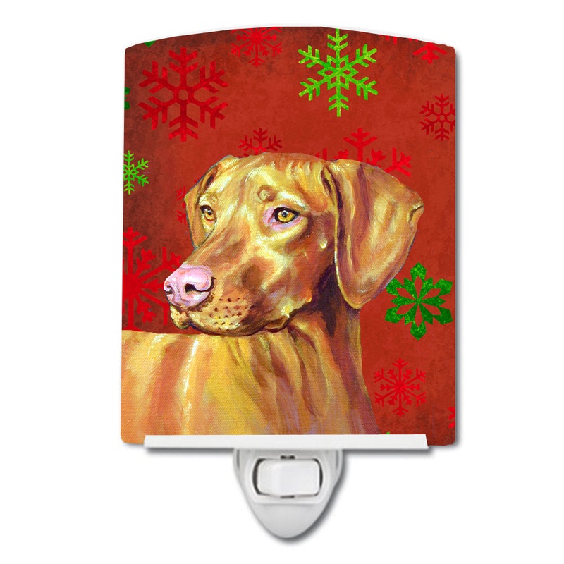 Vizsla Red and Green Snowflakes Holiday Christmas Ceramic Night Light LH9325CNL