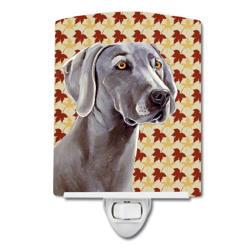 Weimaraner Fall Leaves Portrait Ceramic Night Light LH9116CNL